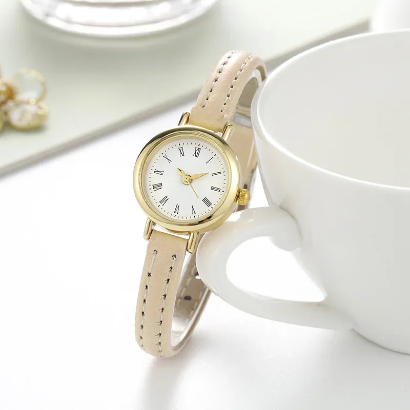 Simple Women Watches Luxury Design Leather Watch Ladies Quartz Wristwatch Womens Small Round Dial Clock Reloj Mujer นาฬิกาข้อมือ