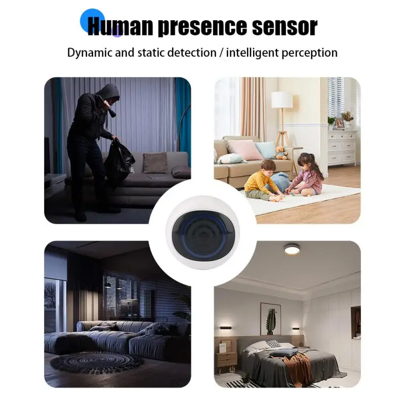 Tuya-Sensor de movimiento Zigbee, conexión inteligente, Radar de frecuencia de onda milimétrica, protección de seguridad, WiFi, 5,8G