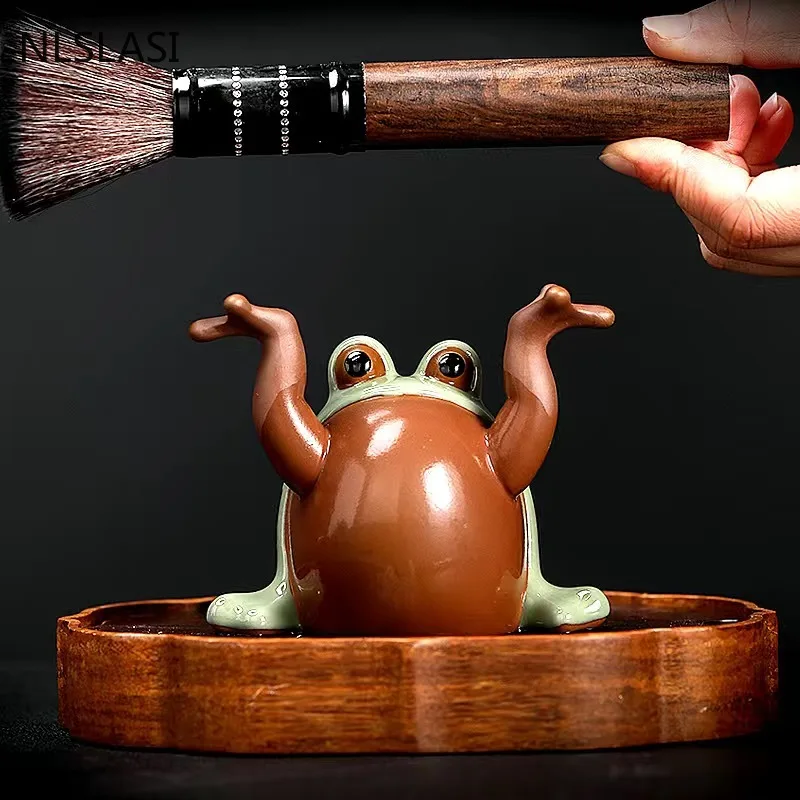 

Cute Frog Shape Ceramic Tea Pet Decoration Handmade Crafts Statue Tea Figurine Lucky Ornament Boutique Oolong Tea Accessories