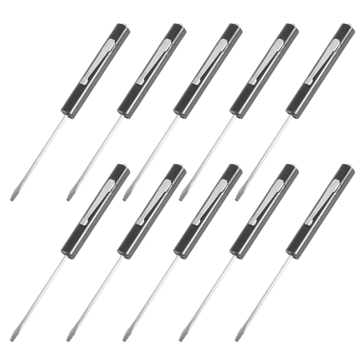 10 Pieces Pocket Screwdriver Mini Tops and Pocket Clips Pocket Screwdriver Magnetic Slotted Pocket Screw Driver