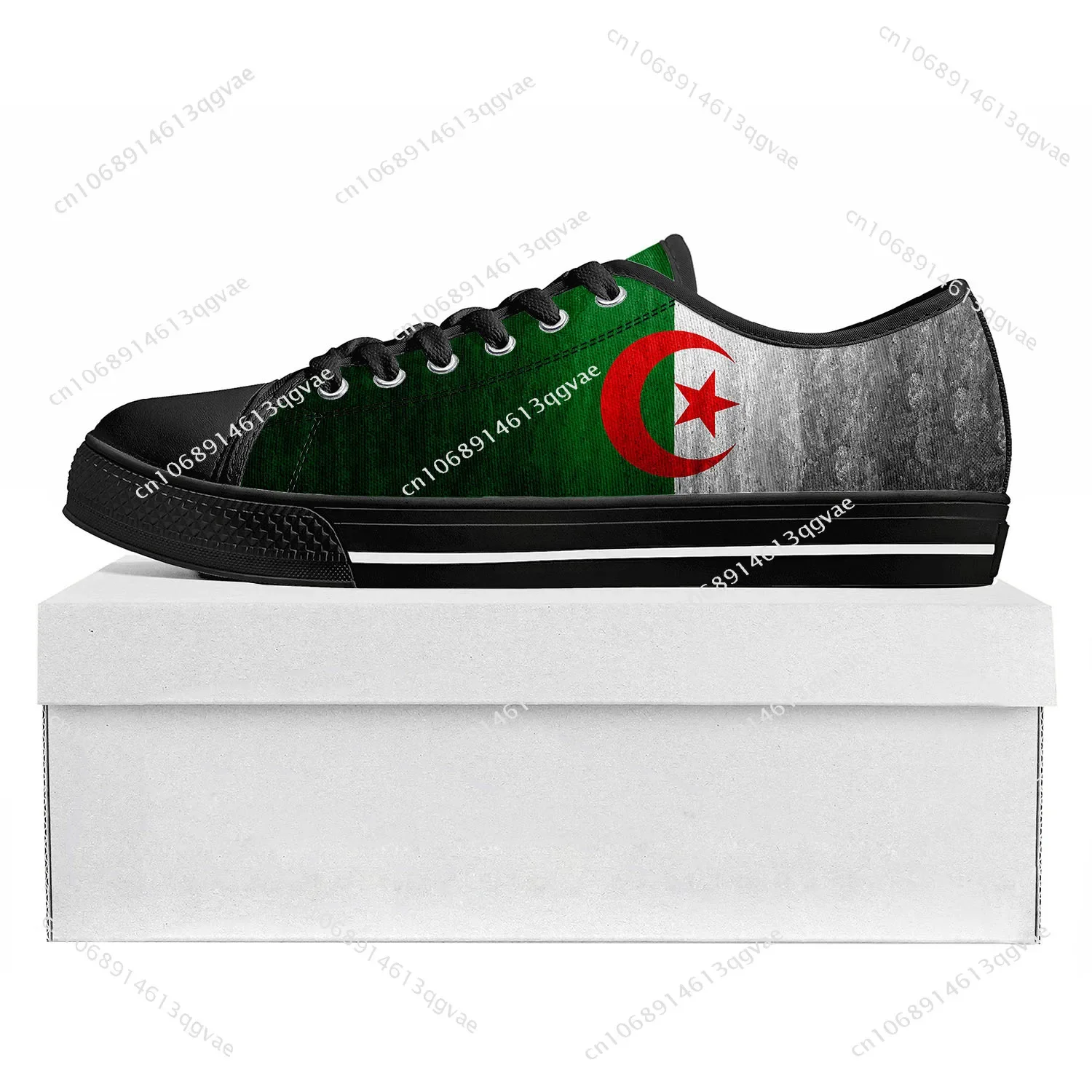 Algerian Flag Low Top High Quality Sneakers Mens Womens Teenager Canvas Sneaker Algeria Casual Couple Shoes Custom Shoe Black