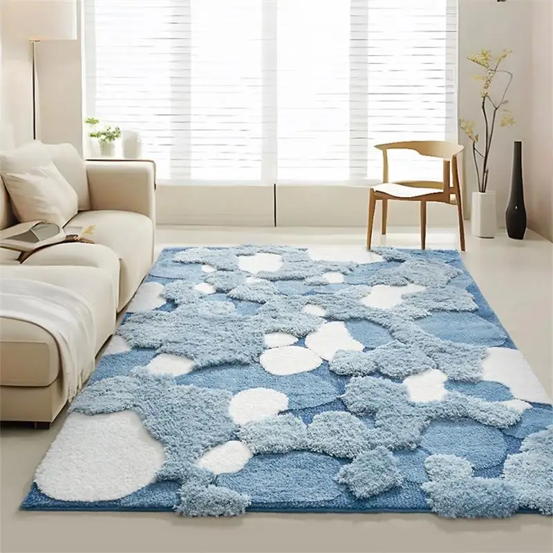 Rectangle Blue Moss Carpet For Living Room Modern Aesthetic Soft Fluffy Rugs For Bedroom Home Decor Sofa Coffee Table Floor Mats