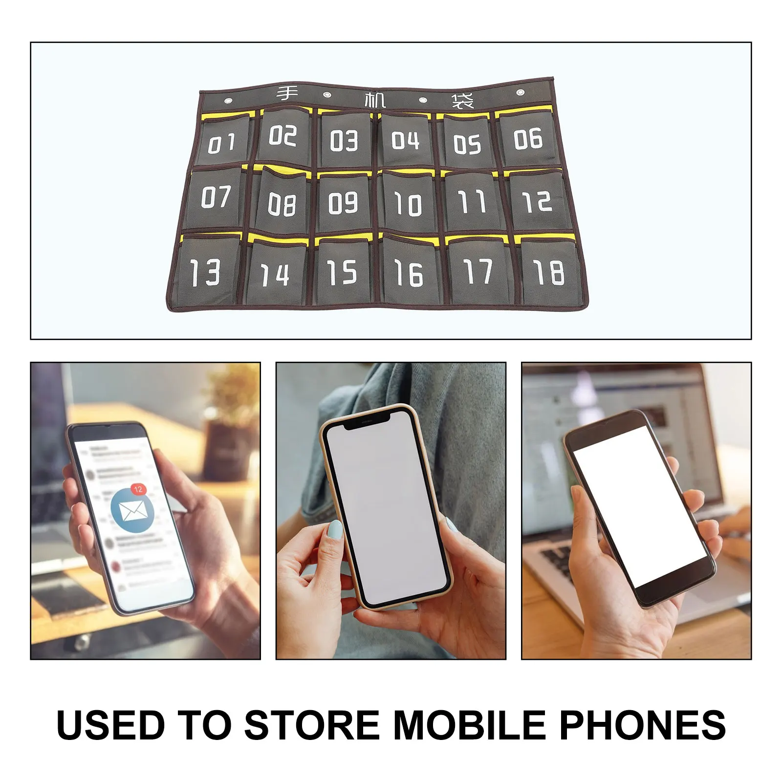 

Wall Storage Bag Phone Organizer Mount Mobile Holders Cell Container for Classroom Caddies