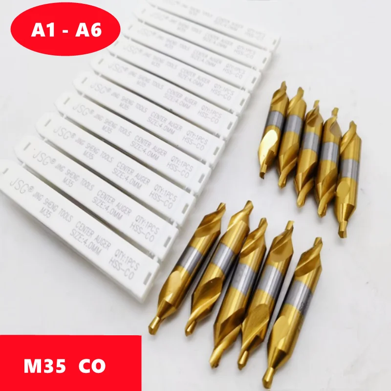 

M35 cobalt plated titanium center drill A1-A6mm, suitable for stainless steel metal chamfering positioning CNC lathe drill bits