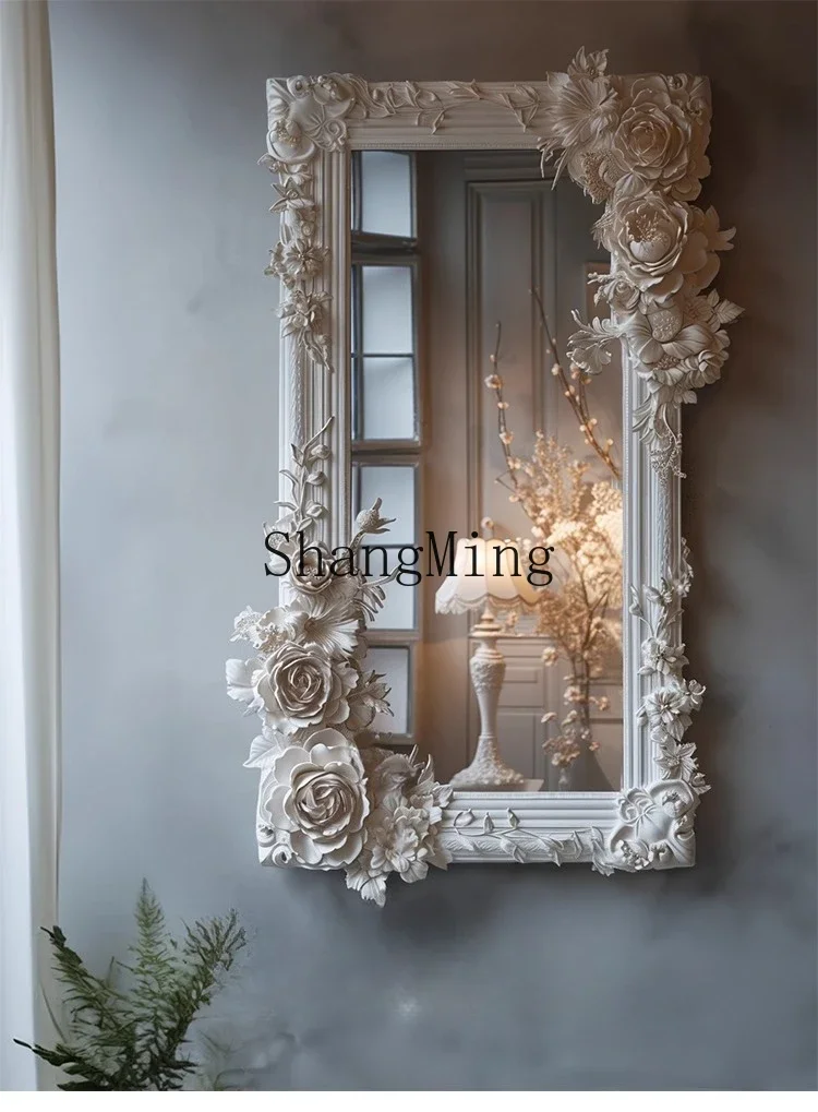 DHY carved full-length mirror, premium villa living room entry floor-to-ceiling mirror, bedroom fitting mirror