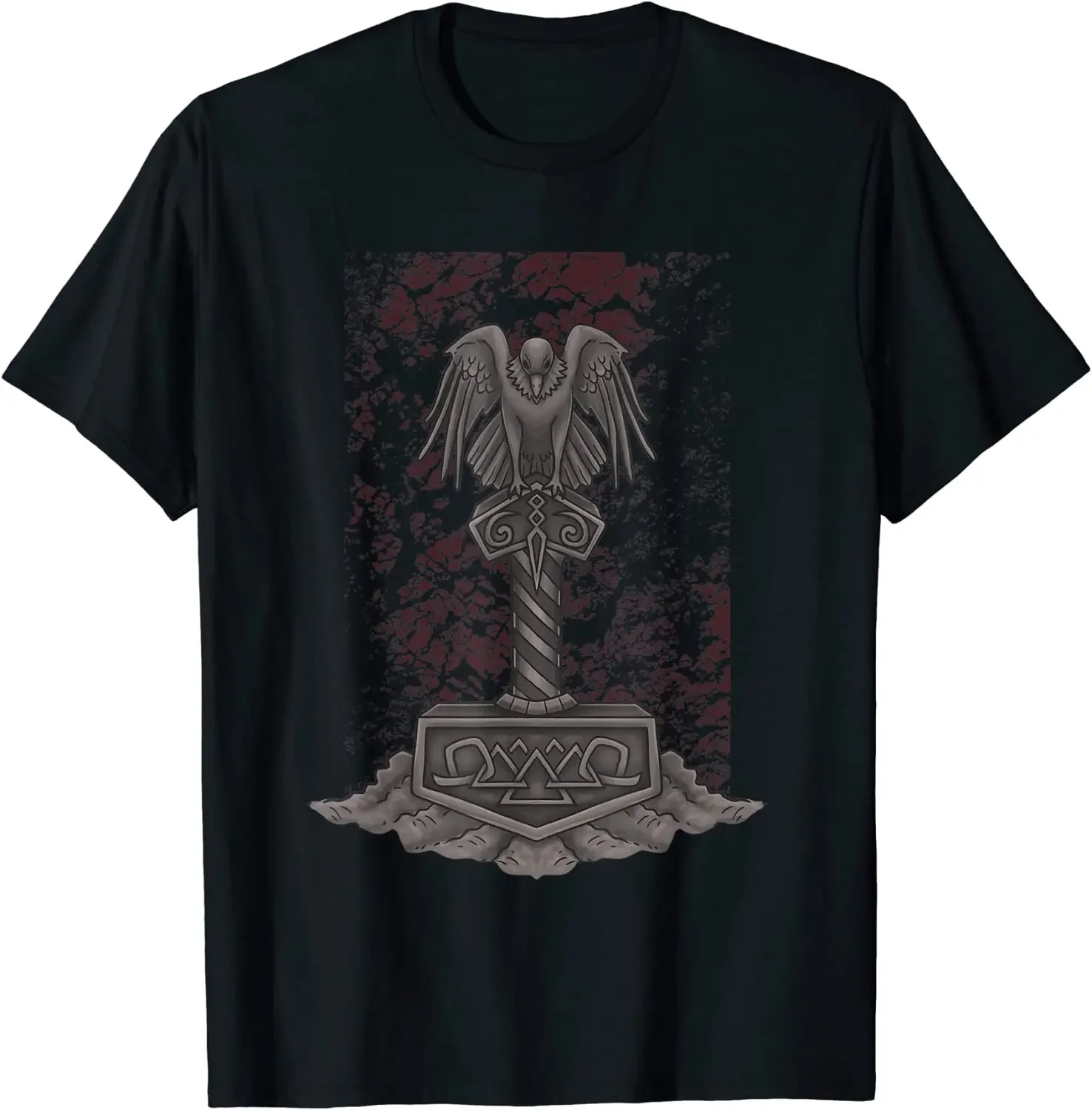 Norse Myth Thor Hammer Mjolnir Odins Raven T-Shirt 100% Cotton O-Neck Summer Short Sleeve Casual Mens T-shirt Size S-3XL