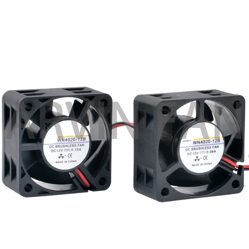 WN4020-12B 4 ซม.40 มม.40x40x20 มม.DC12V 0.06A 0.10A 2pin 6500/8500rpm Dual Ball Bearingพัดลมระบายความร้อนสําหรับแชสซี 1Uแหล่งจ่ายไฟ