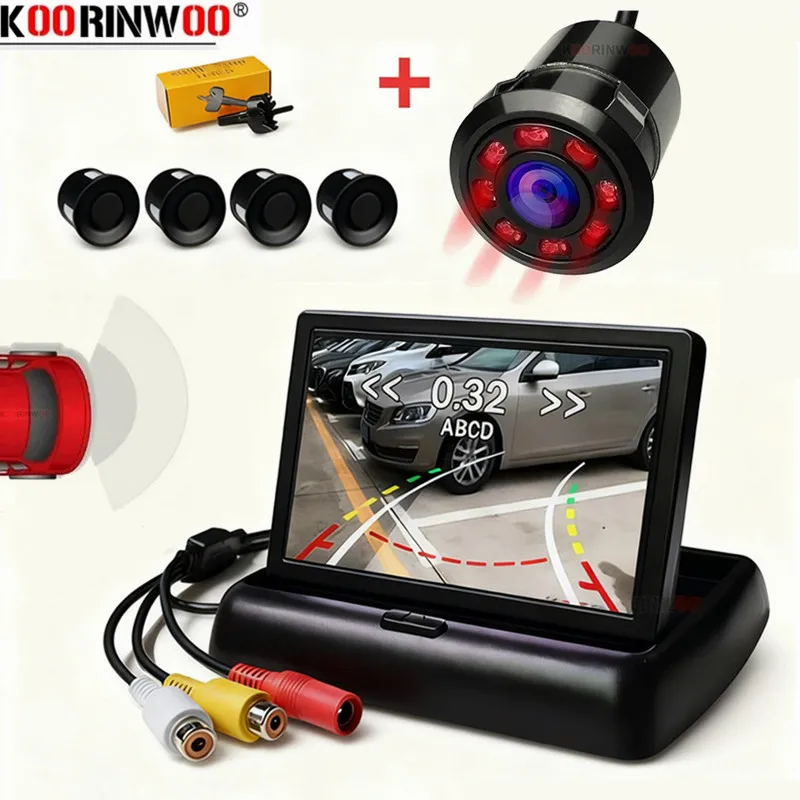 

Koorinwoo HD беспроводной датчик парковки с монитором интеллектуальная система Parktronic динамическая траектория задняя камера для Android радио