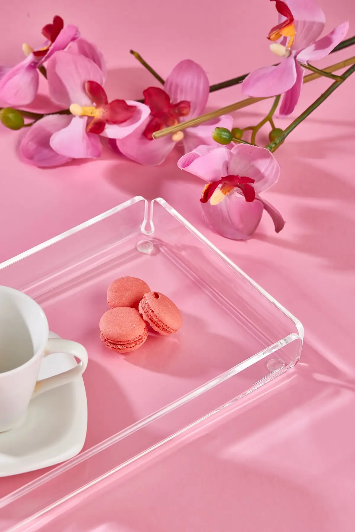 Transparent metrat acrylic acrylic plexi serving serving tray drop corner 30x13cm luxury 2022 tray Tea tray