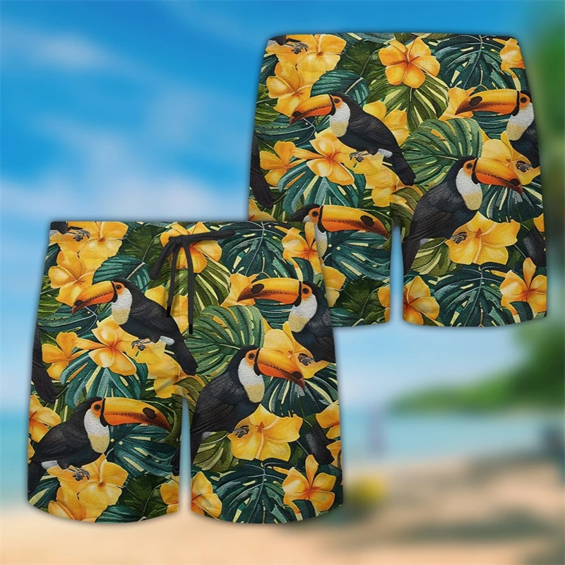 Hawaiian Toucan Graphic Boardshorts Tropical Bird Short Pants For Men Leisure Male Beach Shorts Aloha Birds Bermudas Boy Trunks