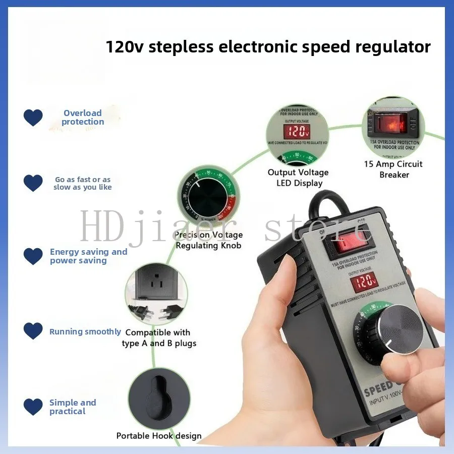 

Electronic Stepless Speed Controller - Overload Protection for Motors & Fans, Professional Motor Speed Regulator