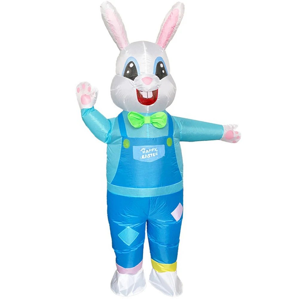 Oster-Hasen-Aufblasanzug, niedlicher Hasen-Ganzkörperanzug, Cartoon-Tierpuppen-Performance-Kostüme, Party-Requisiten, Maskottchen