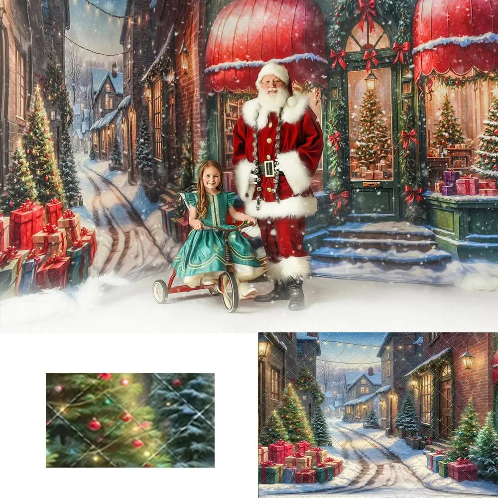 

Enchanted Christmas Street Photo Backdrop Winter Snowy Kids Baby Cake Smash Photography Props Child Adult Birthday Backgrounds