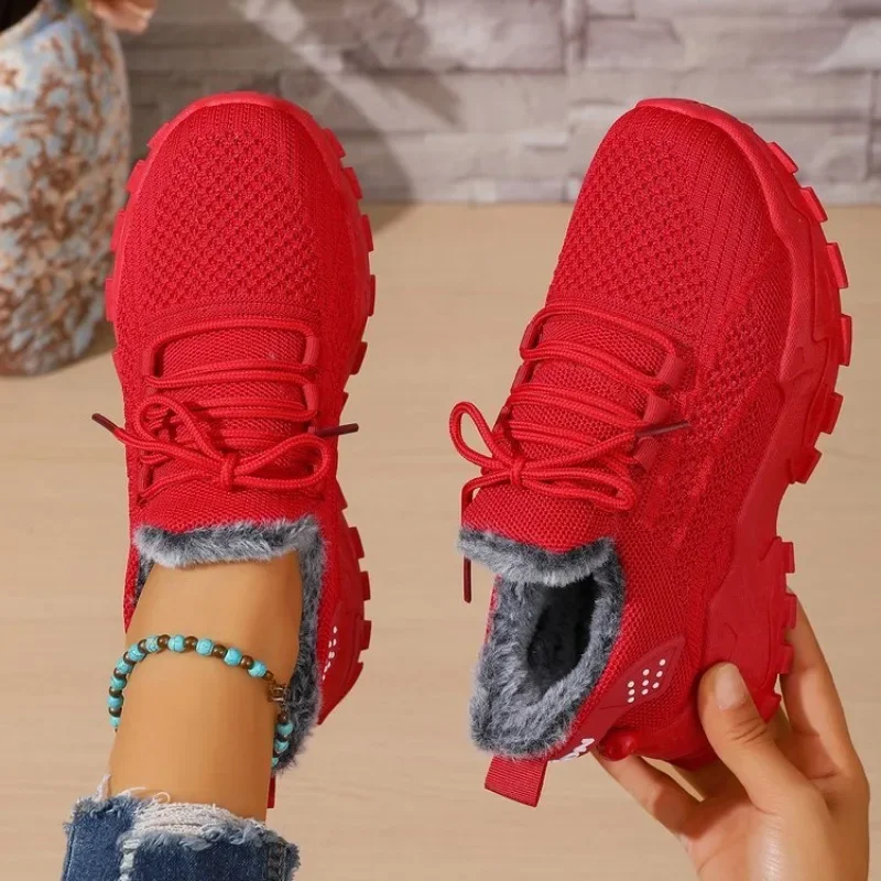 2026 New Women Winter Warm Anti-slip Fleece-lined Casual Sports Shoes Lightweight Comfortable Versatile and Durable Sneakers