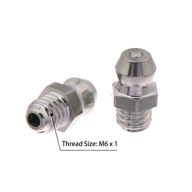 10Pcs 201 Stainless Steel M6 Thread Straight Hydraulic Grease Fitting Grease Nozzle Connection Grease Nipples For Bearing