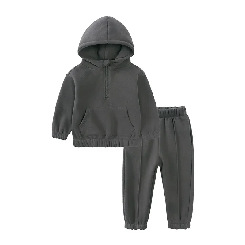 Children\'s Set Fleece Suit Foundation Tracksuit for Boys Baby Girls Clothes Autumn Warm Pullover Hoodie Pants Sportwear Outfit