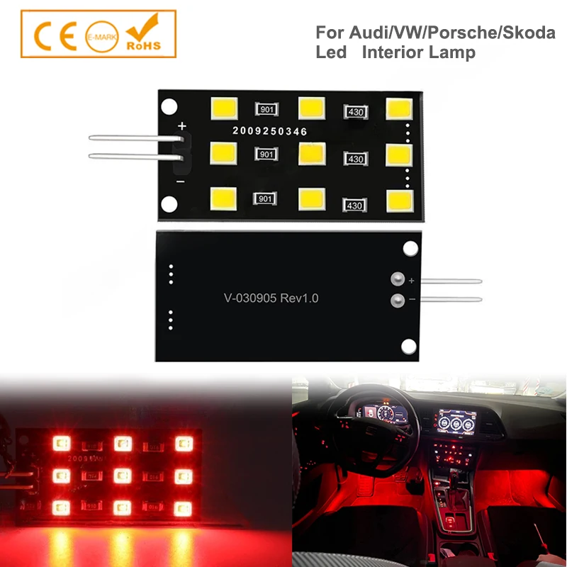 

2x For SKODA Audi A4 S4 B8 A5 A6 Q5 Q7 Car Led Interior Indoor Light Footwell Lights 12V CANBUS Error Free 5050-SMD