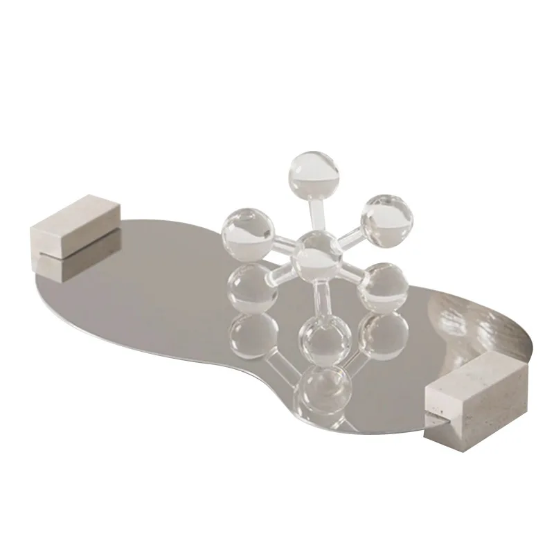 

Marble stainless steel mirror geometric special-shaped tray ornament entrance coffee table ornament