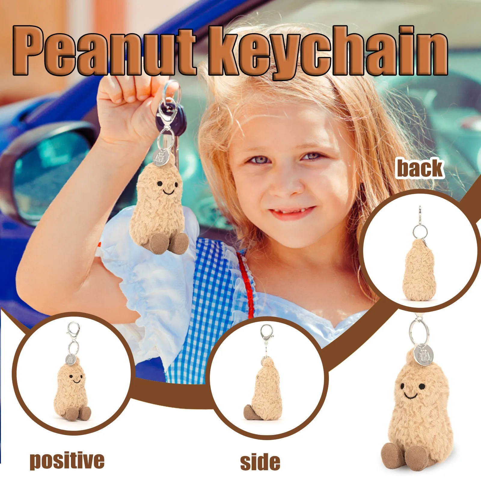 Mini llavero de felpa de maní, juguete de peluche suave, bolsa de regalo, accesorios de adorno, punto de vacaciones creativo, muñeca de juguete, pequeño regalo