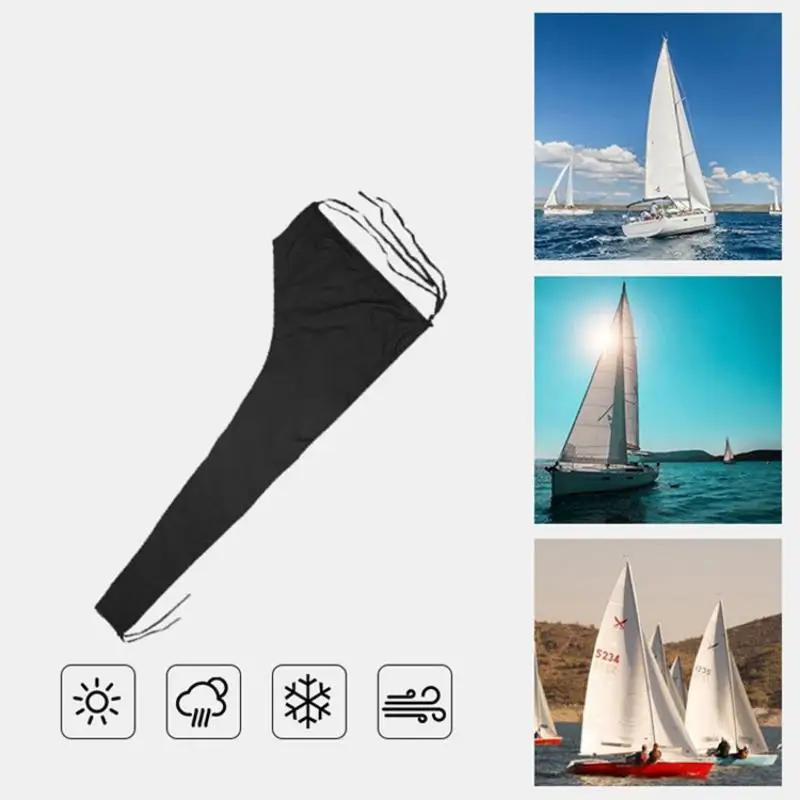 Marine Black Oxford Cloth Yacht Sail Cover Sun Protection Mast Cover Speedboat Dust-proof and Water-proof Cover
