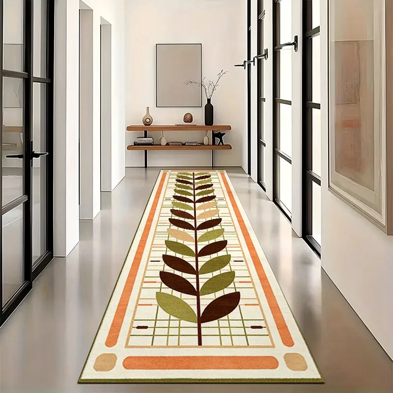 1pc Woven Mid-Century Modern Leaf Pattern Rug, Soft and Comfortable, Suitable for All Seasons, lightweight and Easy to Maintain, Ideal for Living Room, Bedroom, Hallway Decor, Perfect for Autumn and Winter
