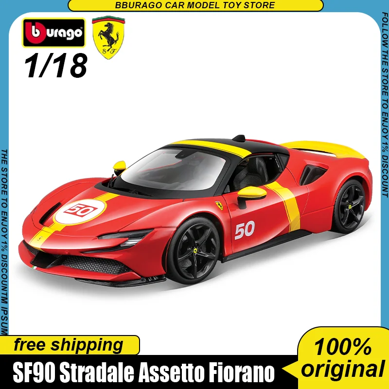 

New In Stock Bburago 1:18 Ferrari Sf90 Stradale Assetto Fiorano Alloy Miniature Diecast Model Ferrar Model Custom Kids Toy Gift