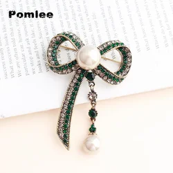 Brooches For Women Classic Bowknot Pearl Pendant Pins For Man Neckline Front Of Clothes Christmas New Year Gift Jewelry