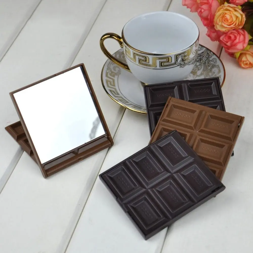 Creativity Chocolate Shaped Chocolate Mirror Folding Kawaii Portable Mirror Portable Lightweight Makeup Mirror Home