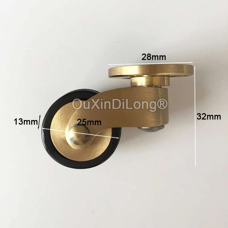 4PCS Multiple Styles 1Inch Brass Casters/Rubber Wheel Stem Roller 360 Degree Rotation Sofa Table Chair Cabinet Furniture Castor