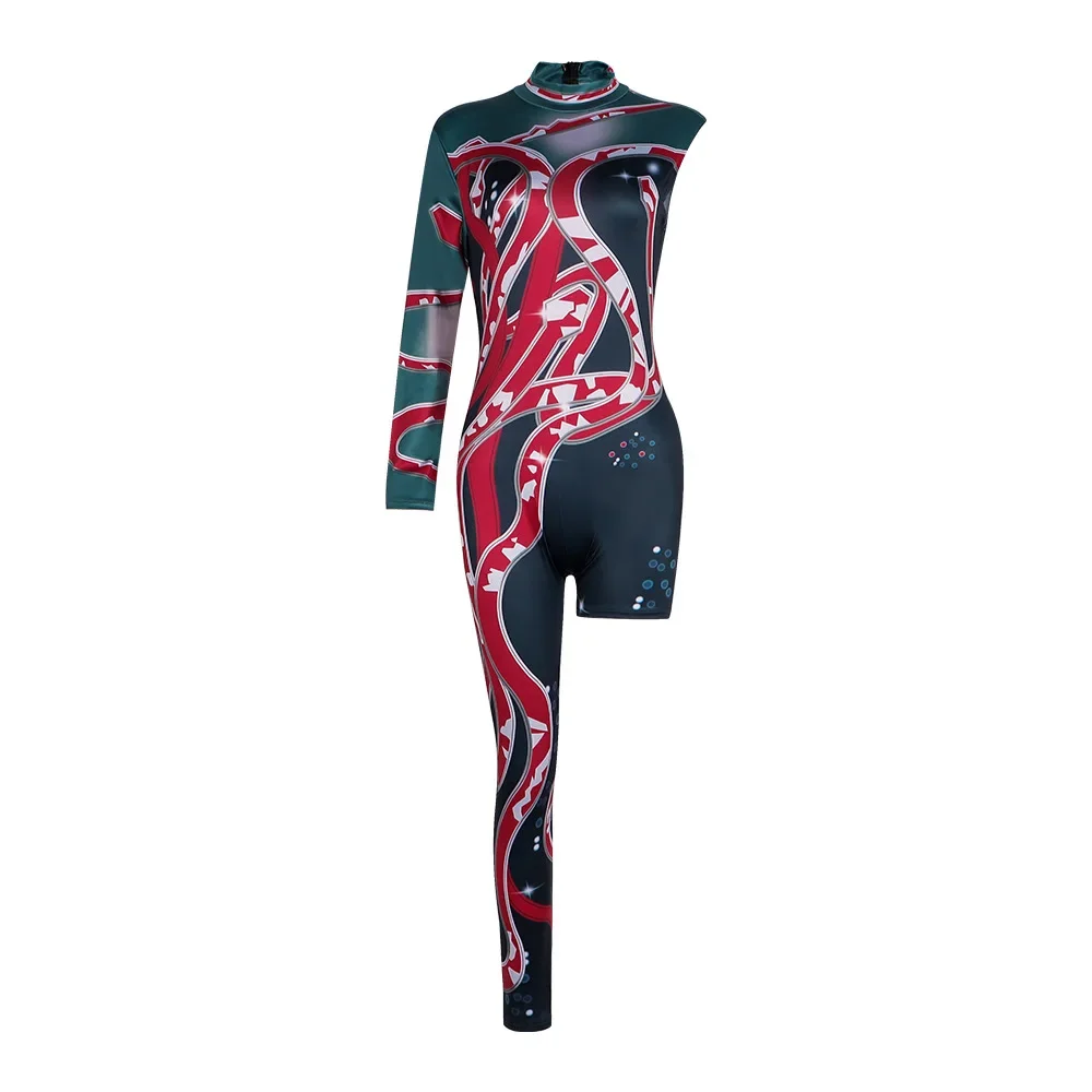 Adult Women Cheerleader Cosplay Suit Dance Performance Party Dress Up Outfit Onesie Halloween School Stage Pop Singer Jumpsuit - view 4