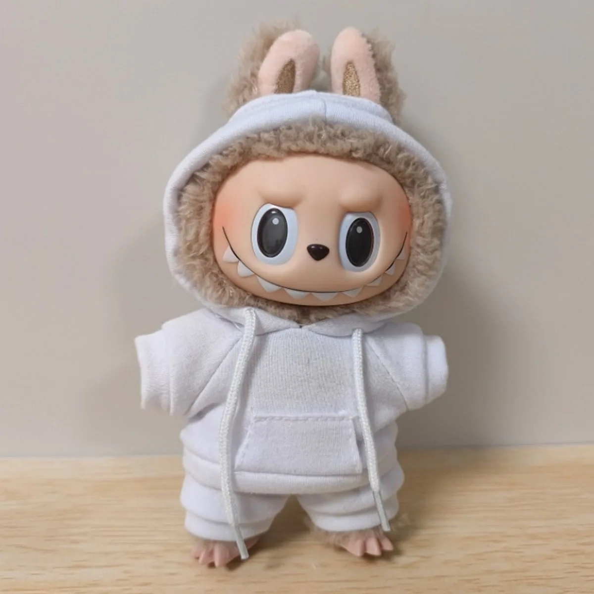 Plush Doll Clothes Set Solid Color Hoodie Sweatshirt and Pants Outfit for Labubu Doll DIY Dressing Gift