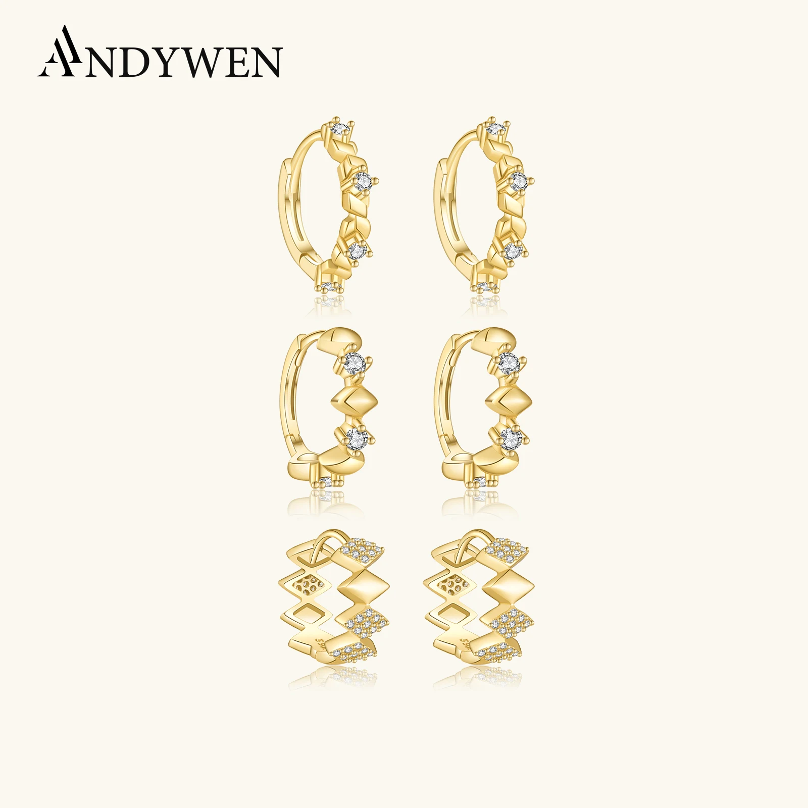 

ANDYWEN 925 Sterling Silver Round CZ Zircon Huggies Climber Hoop Earrings 2025 Sparkle Fine Wedding Jewelry Gift For Women