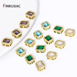 Trendy 18K Gold Plated Brass Zircon Oval/Square Spacer Beads 7mm*9mm Bead Separator For DIY Bracelet Necklace Making Supplies
