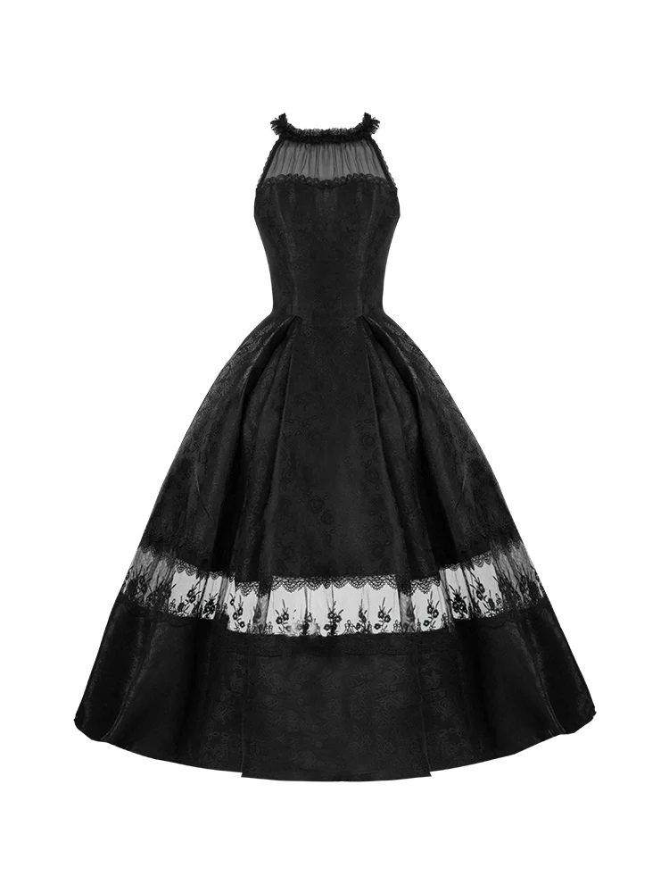 مع فستان Puji الأنيق من الجوزاء برقبة معلقة وخصر مزدوج فستان صيفي جديد للأميرة لولي الحلوة