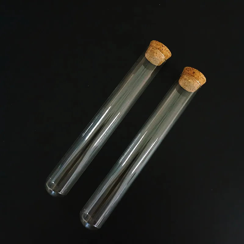 12pcs/lot Clear 30x200mm Glass Test Tube With Cork Round Bottom