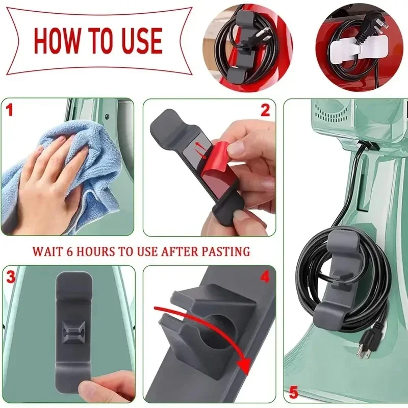 6/12Pcs Cord Wrapper Organizer Clips, Cable Management Holder Wire Hider, Cord Wrap For Blender Mixers Kitchen Appliance Stand
