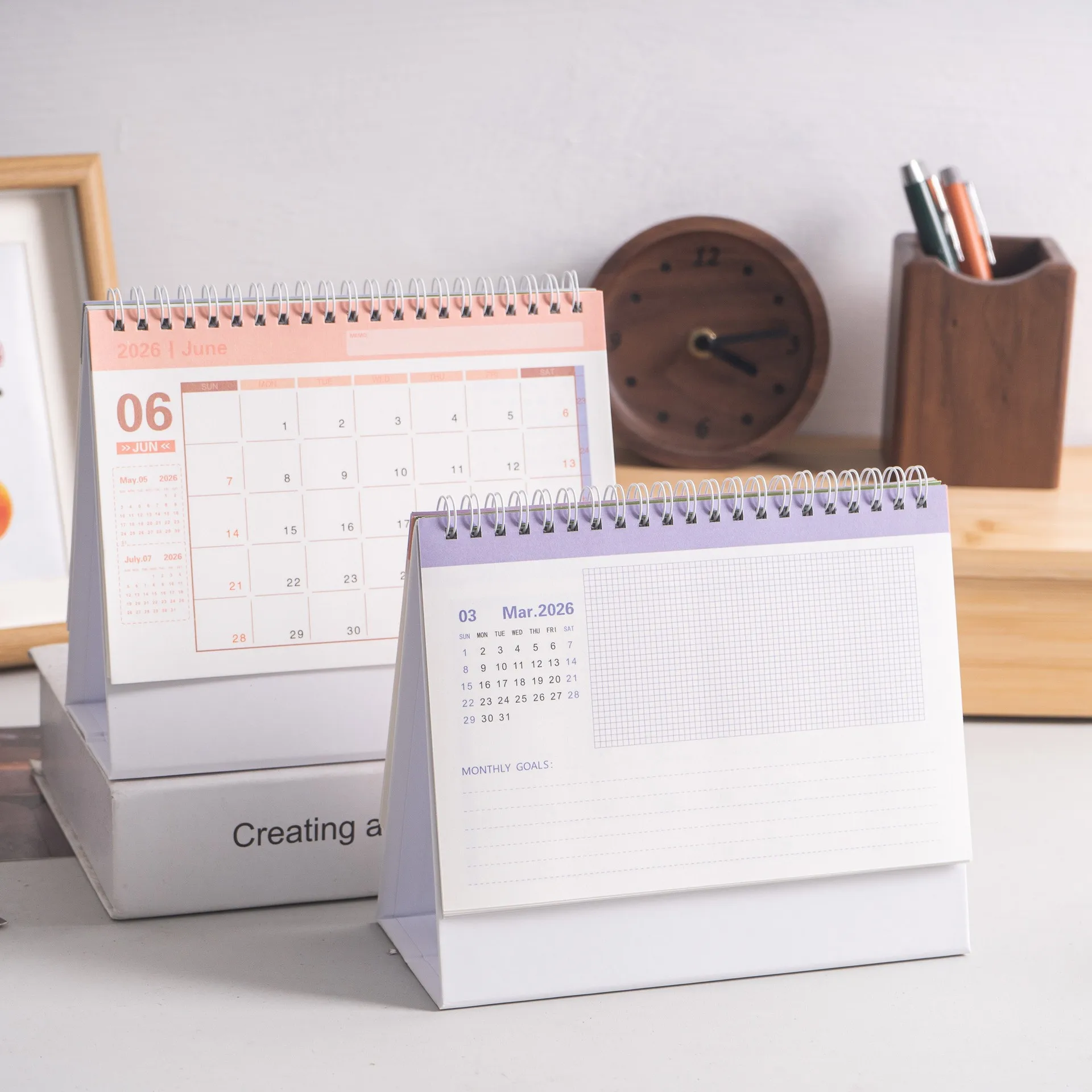 Desk Calendar 2025.07-2026.12 Mini Desktop Calendar Standing Flip Calendar Flip Calendar for Office, Home, School