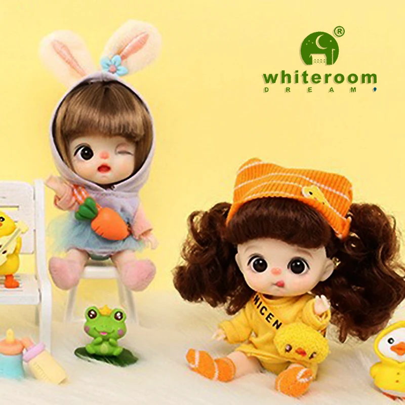 Mini Pocket Doll Girl\'s Toy Birthday Gift Holiday Gifts 12cm Smile Surprised Expression Cute Animal Design Keychain Accessories