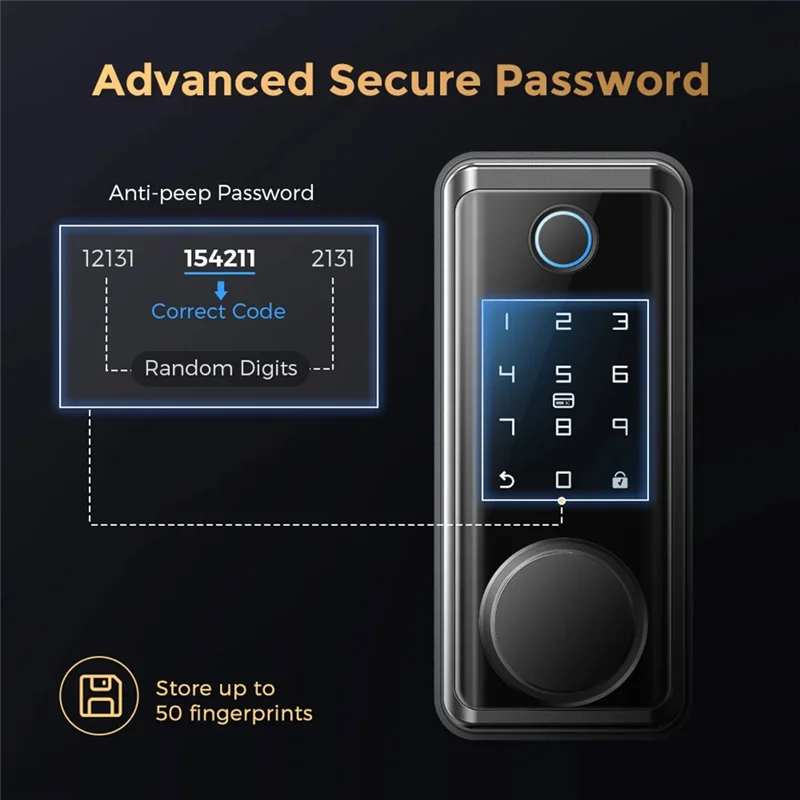Electronic Door Lock For Tuya Lock With Deadbolt Lock Fingerprint Lock Keyless Entry With Smartlife App Remote Unlock-AB01