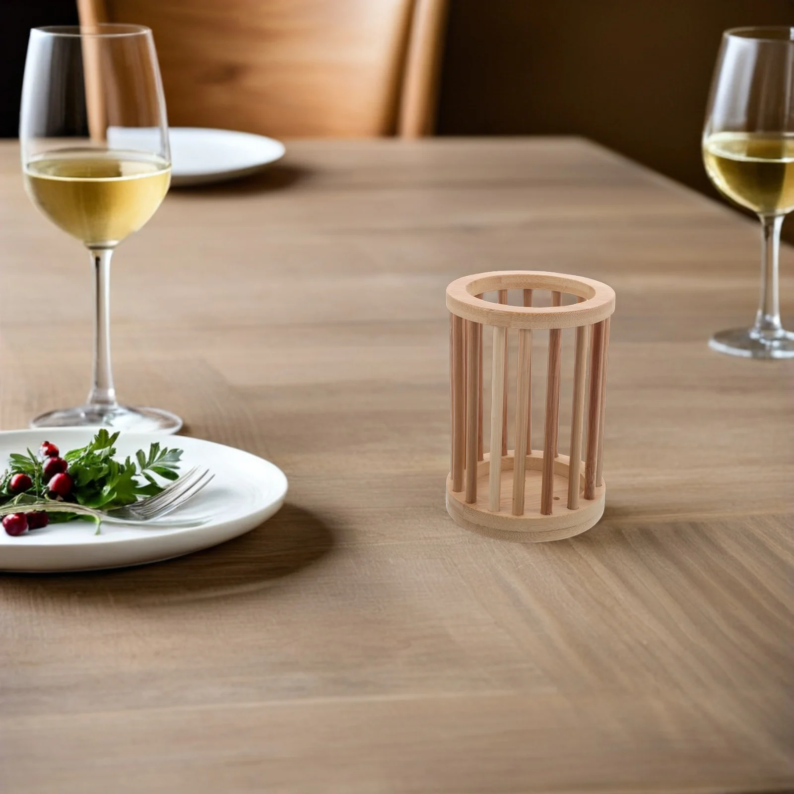 

Bamboo Utensil Holder Countertop Organizer For Spoons Forks Chopsticks Cutlery Drying Basket, Cooking Utensil Crock,