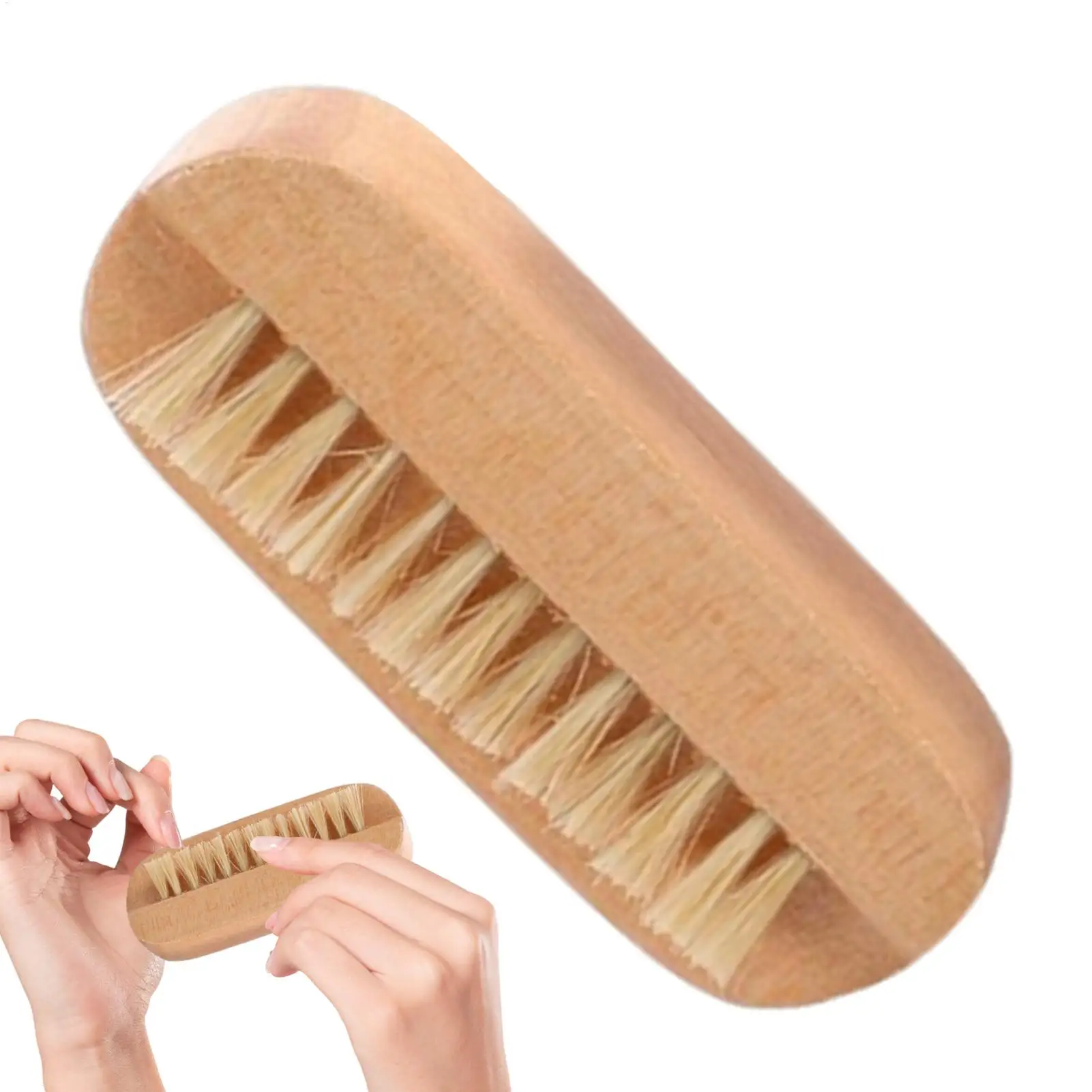 Nail Brush 2-Sided Fingernail Cleaning Brush Wooden Tool Boar Bristles Manicure Pedicure Scrubber for Salon Spa Center Dorm Home