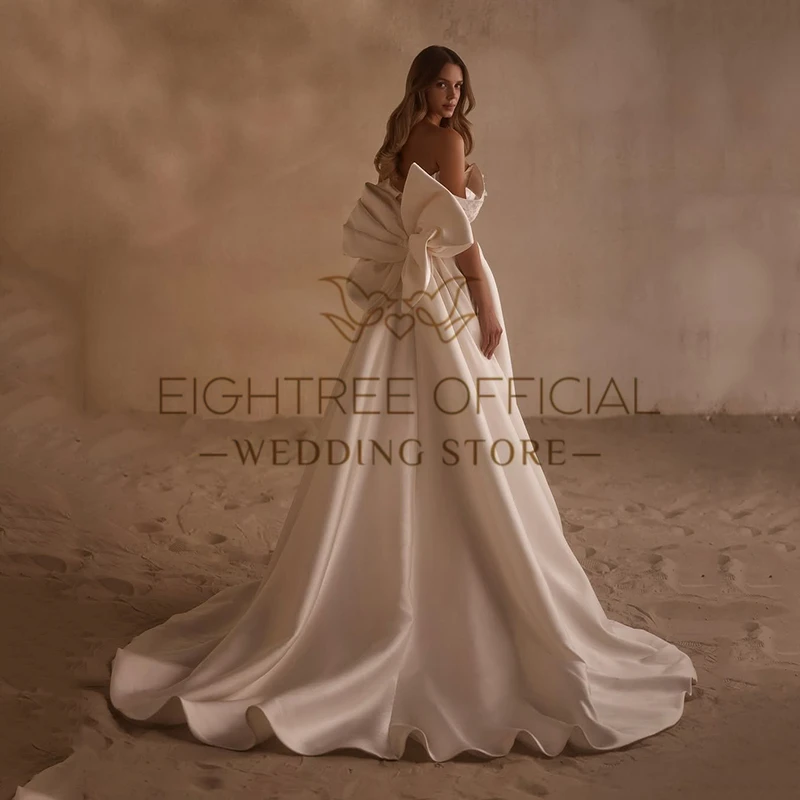 Eightree-vestidos de novia de sirena blanca, vestido de novia con hombros descubiertos de Arabia Saudita y lazo, vestidos de fiesta de boda personalizados