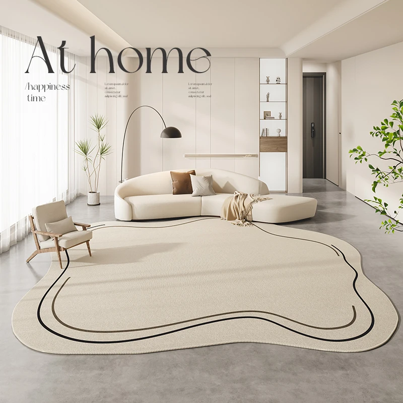 Simple Irregular Living Room Decoration Carpet Home Bedroom Thickened Plush Carpets Cream Color Study Cloakroom Casual Soft Rug