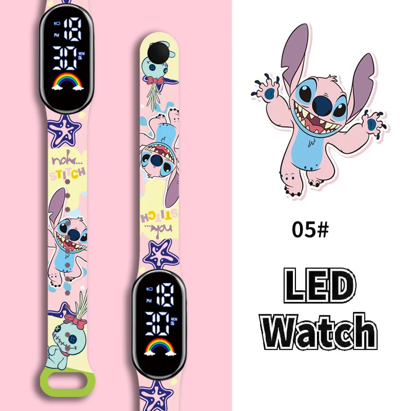 Disney Cartoon Stitch Children Watches Girls Fashion Bracelet LED Women Watch Kids Electronic Digital Waterproof Clock