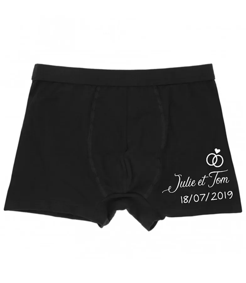 Personalized just married men's boxer shorts, groom boxer, wedding gift, future groom