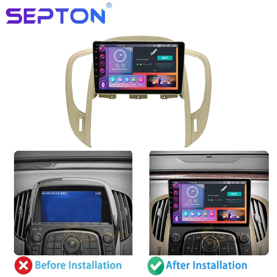 SEPTON Car Stereo Radio for Buick LaCrosse 2009 - 2013 Car Multimedia Android Auto CarPlay 4G BT WiFi Automovie QLED Player GPS