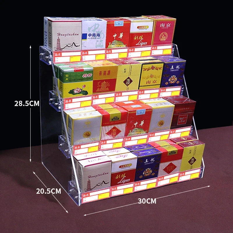 

1-6-слойная акриловая подставка для супермаркета, передняя стойка для сигарет, акриловая полка, трапециевидный держатель для компактного магазина