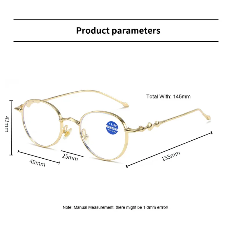 Ahora Elegant Metal Glasses Frame For Presbyopic Eyeglasses With Diopters Luxury Brand Designer Reading Computer Glasses Female