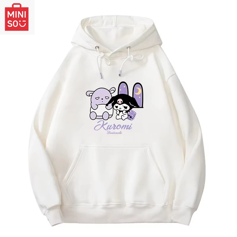 

Sanrio Kuromi Printed Hoodie for Women New Collection hooded long sleeved simple and fashionable kawaii pullover women's hoodie