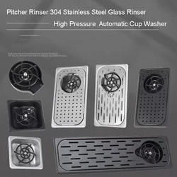 Glass Rinser Diameter 304 Stainless Steel Glass Rinser for Coffee Cup Milk Tea Cup Washer Cleaner Glass Rinser Sink Accessories